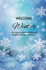 Blue Vintage Welcome Winter  Poster template