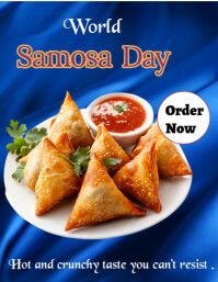 Blue Vintage World Samosa Day Template  Flyer (us Letter) 传单(美国信函)