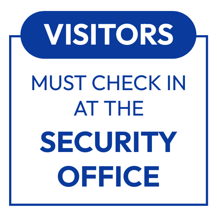 Blue wall gate signage sign visitors check in Template | PosterMyWall