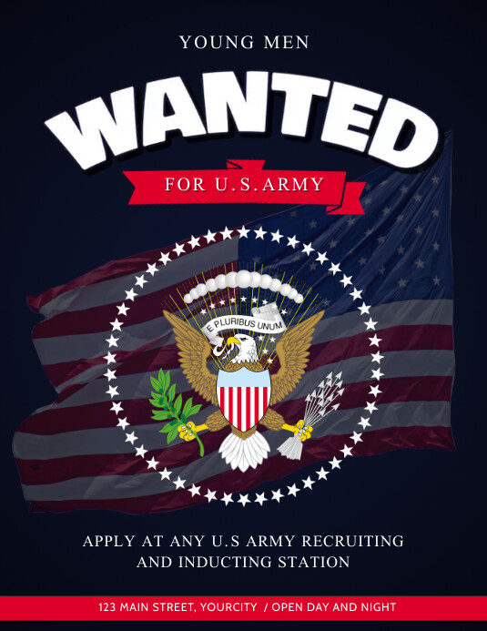 Blue Wanted Army Recruitment Flyer Template | PosterMyWall