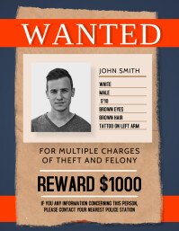 Blue Wanted Person Flyer template