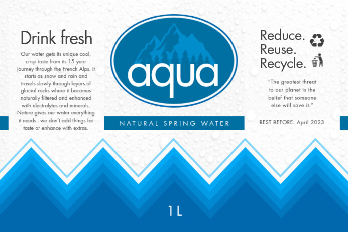 Blue Water Bottle Label Template | PosterMyWall