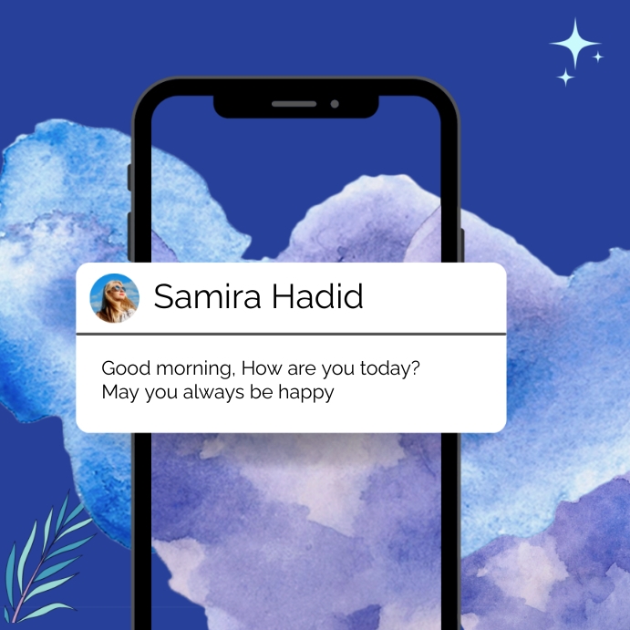 Blue Watercolor Phone Notification Instagram Template PosterMyWall