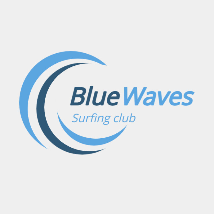 Blue Waves Surfing Logo Logótipo template