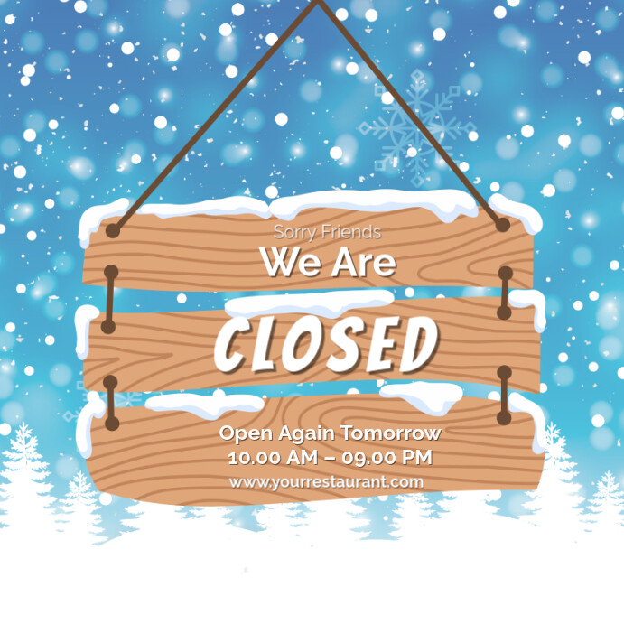 Blue We Are Closed Inst Instagram Post template