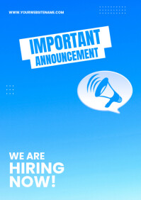 Blue We Are Hiring A4 template