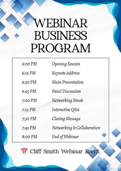 Blue Webinar Business Program Template | PosterMyWall