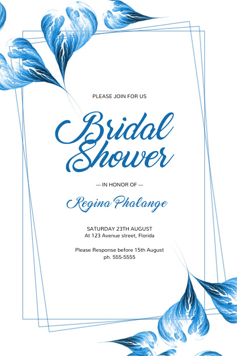 Blue Wedding Bridal Shower Invitation Template Postermywall