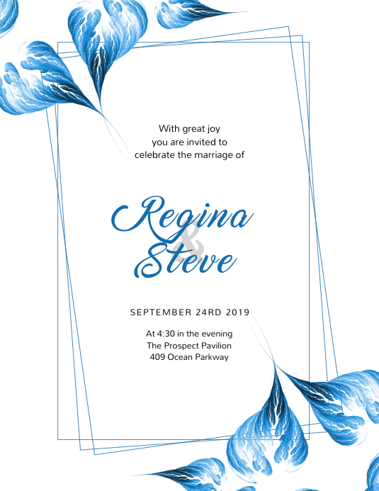Blue Wedding Invitation Template PosterMyWall