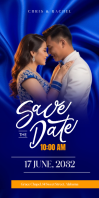 Blue Wedding Save the Date Roll Up Banner 3' × 6' template