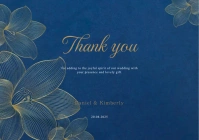 Blue Wedding thank you card template A5