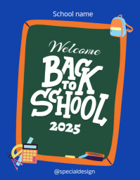 蓝色 Back to School 传单(美国信函) Template