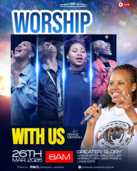 สีม่วง Church Worship Service Instagram Portrait Template