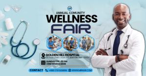 Blue Wellness Fair Facebook Shared Image template