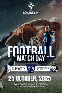 Blue White and Brown Dynamic American Football Match Instagram Post Poster template