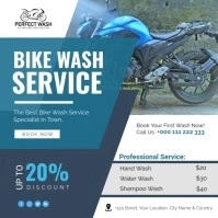 Blue White Bike Wash Square Video Design Cuadrado (1:1) template