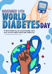 Blue White Illustrative World Diabetes Day A4 Document template