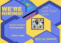 Blue white job hiring poster flyers Carte postale template