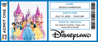 Blue White Joyful Disneyland Ticket Envelopes template