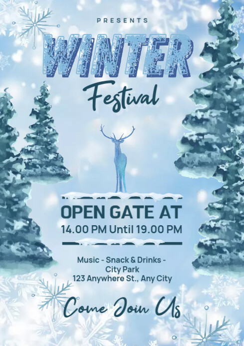 Copy of Blue White Minimalist Winter Festival Flyer | PosterMyWall
