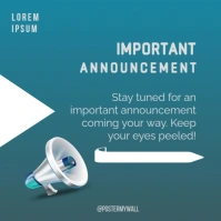 Blue White Modern & Minimal Important Announcement Square (1:1) template