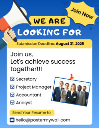 Blue White Modern & Minimal Job Vacancy Flyer (us Letter) template