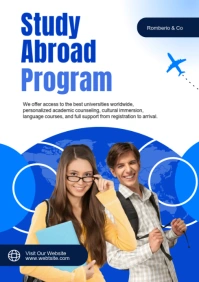 Blue White Modern & Minimal Study Abroad Program A2 template