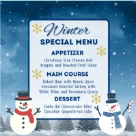 Blue White Modern & Minimal Winter Special Menu  Pos Instagram template