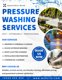 Blue White Professional Pressure Washing Services Flyer Volantino (US Letter) template