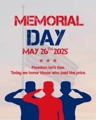 Blue White Red Memorial Day Instagram Post Design Template