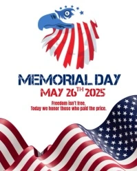Blue White Red Memorial Day Instagram Post Design Template