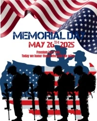 Blue White Red Memorial Day Instagram Post Design Template