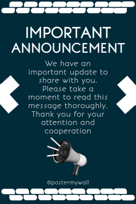 Plantilla de Blue White Typographic Important Announcement Poster ...