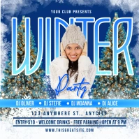 Blue Winter Party Instagram Post template