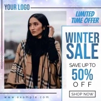 Blue winter sale instagram post template
