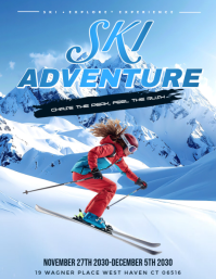Blå Winter Skiing Event Volantino Template
