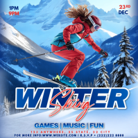 Blue Winter Skiing Instagram Post template