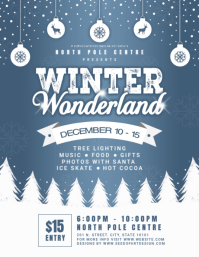 Blue Winter Wonderland Holiday Festival Event Flyer template