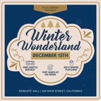 Blue Winter Wonderland Invitation Square Vide template