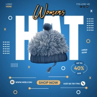 Blue Women's Winter Hat Design Instagram Post สี่เหลี่ยมจัตุรัส (1:1) template