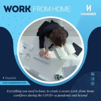 Blue Work from Home Square Video Kvadrat (1:1) template