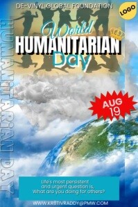 Blue  World Humanitarian Day Poster template