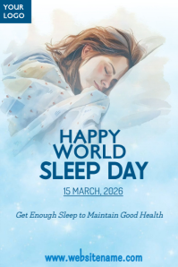 Blå World Sleep Day Plakat Template
