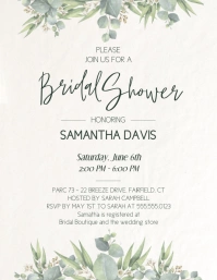 Blue wreath bridal shower flyer template