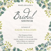 Blue wreath bridal shower Instagram post Instagram-opslag template