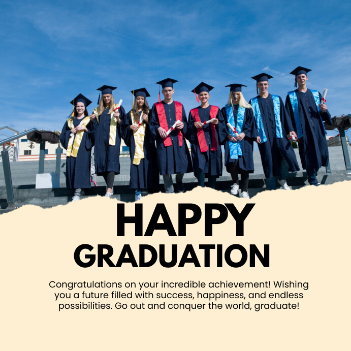 Graduation Facebook Post Modèle Blue Yellow Formal Graduation Facebook Post | PosterMyWall