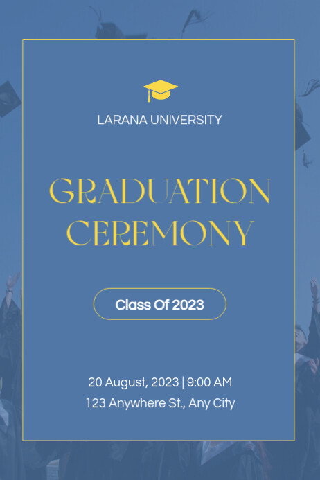 Blue Yellow Modern Graduation Ceremony Program Template | PosterMyWall