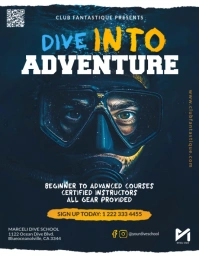 Blue Yellow Professional Diving School Flyer Folder (US Letter) template