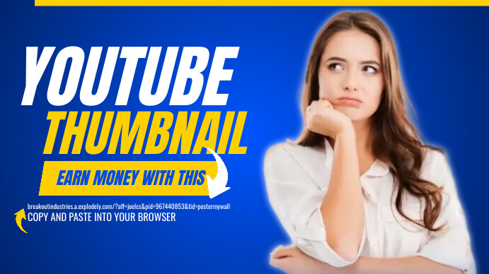 blue youtube thumbnail indecisive woman template