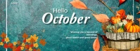 blueish green  Pastel Hello October Facebook Cover Photo template